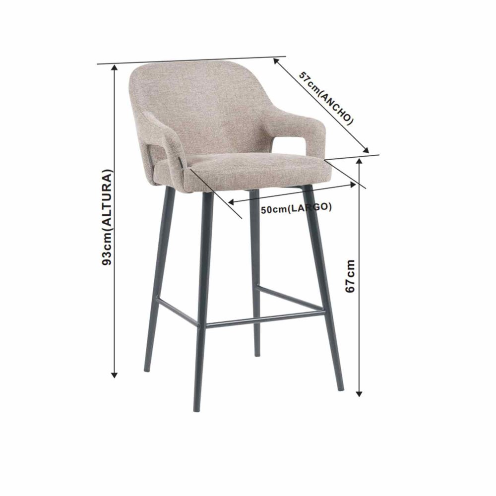 Tabouret Haut Hipnos Gris Clair Design Élégant - Pieds Noirs UKUKHOME