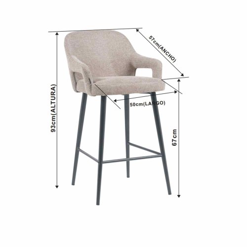 Tabouret Haut Hipnos Gris Clair Design Élégant - Pieds Noirs UKUKHOME