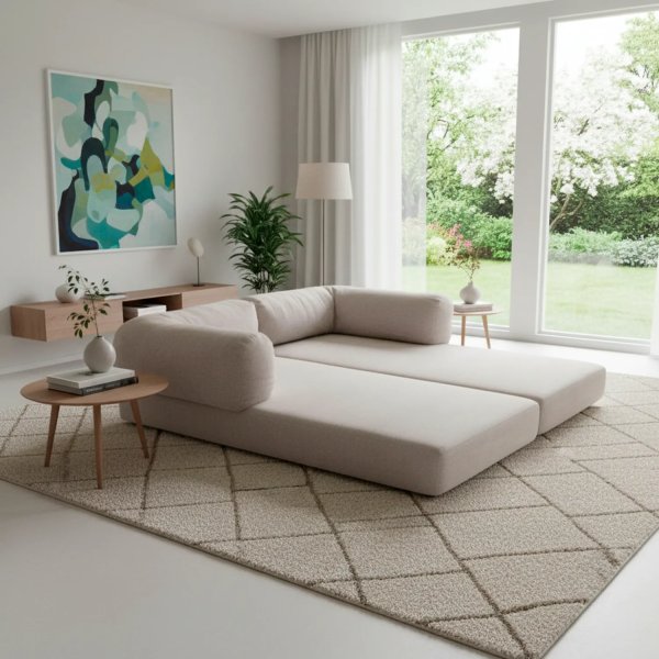 Canapé Belair sable naturel, tapisserie douce très confortable et style actuel 2