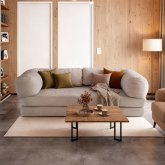 Canapé Belair sable naturel, tapisserie douce très confortable et style actuel
