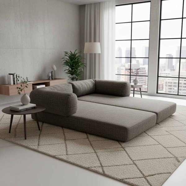 Canapé Belair anthracite, design contemporain en tapisserie résistante et élégante 2