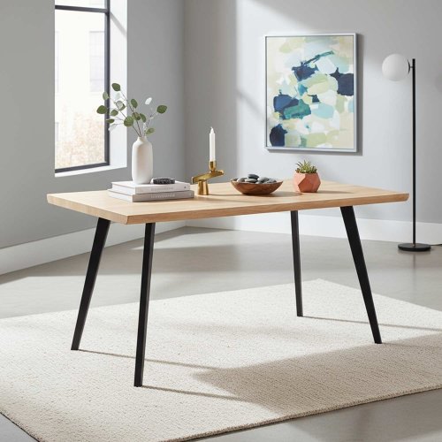 Table rectangulaire Terra bois pied noir, design robuste pour la salle à manger