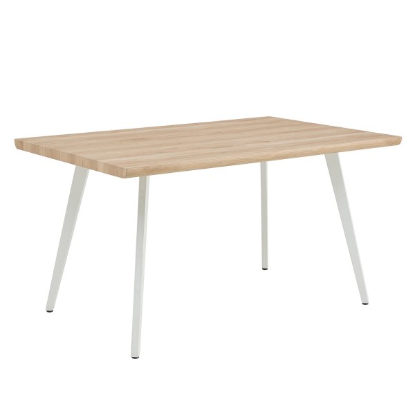 Table rectangulaire Terra bois pied blanc, salle à manger moderne et lumineuse 2