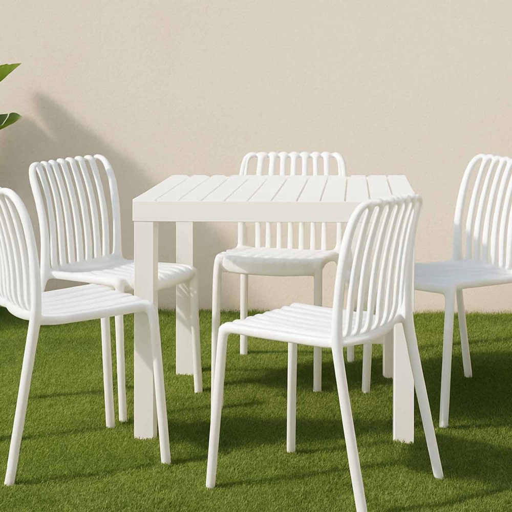 Table de Jardin Carrée Blanche Nagari - Design Moderne - UKUKHOME.com