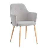 Fauteuil Olaf gris pied hêtre, design scandinave confortable et élégant