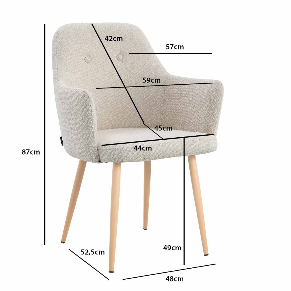 Fauteuil Olaf Sable Pieds Hêtre - Fauteuil rembourré moderne et confortable – UKUKHOME.COM