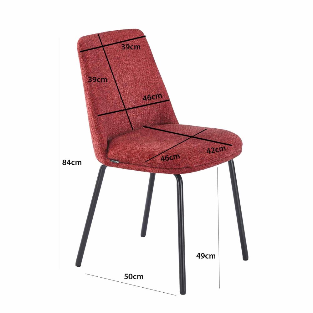 Chaise Miren Bordeaux Pieds Noirs - Chaise rembourrée design moderne – UKUKHOME.COM