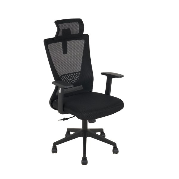 Chaise de bureau Roman noire, ergonomique avec roulettes et hauteur réglable