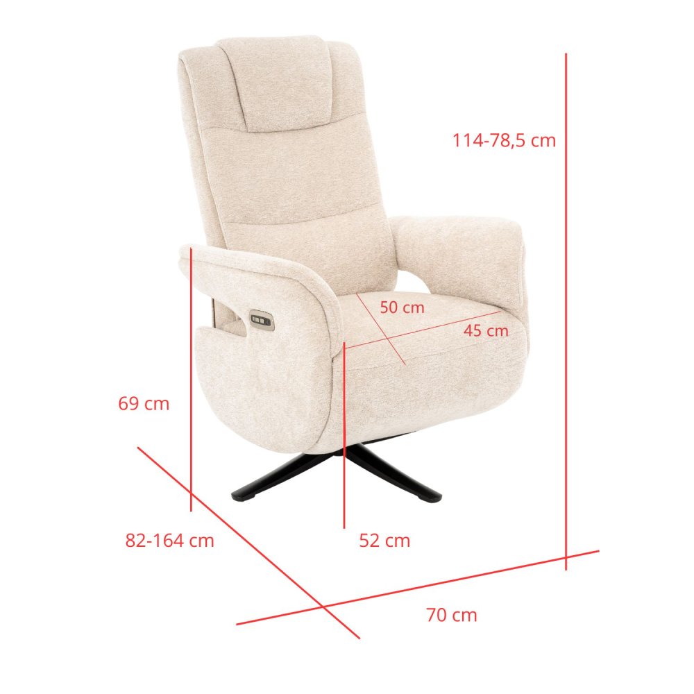 Fauteuil Clark Relax Électrique Sable - Fauteuil relax électrique design – UKUKHOME.COM