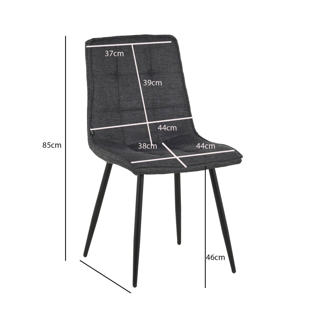 Chaise Louise Gris Marengo Pieds Noirs - Chaise rembourrée design moderne – UKUKHOME.COM