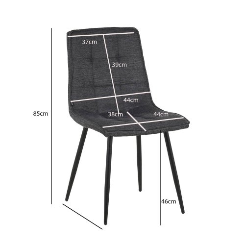 Chaise Louise Gris Marengo Pieds Noirs - Chaise rembourrée design moderne – UKUKHOME.COM