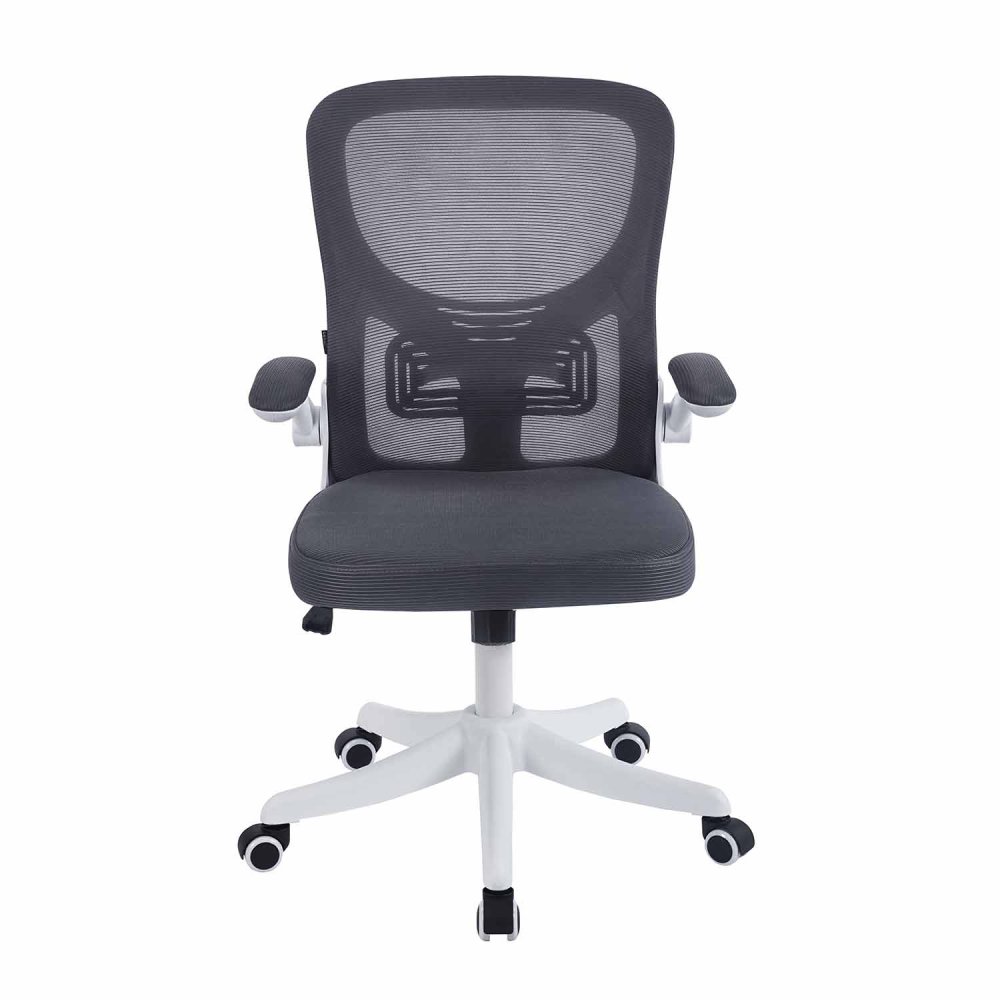 Chaise de bureau Studio gris et blanc, design bicolore ergonomique moderne