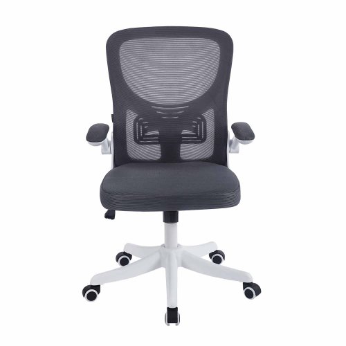 Chaise de bureau Studio gris et blanc, design bicolore ergonomique moderne