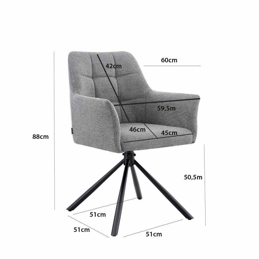 Fauteuil Pivotant Zenith Gris - Fauteuil rembourré moderne et confortable – UKUKHOME.COM