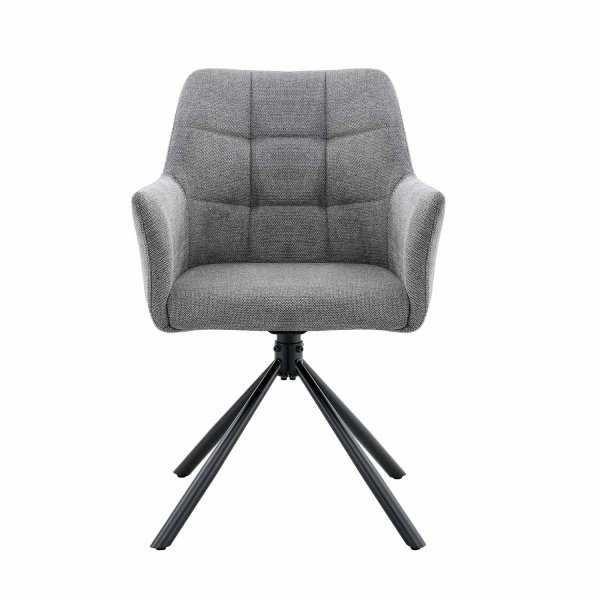 Fauteuil pivotant Zenith gris, tapisserie douce avec base pivotante 360° 2