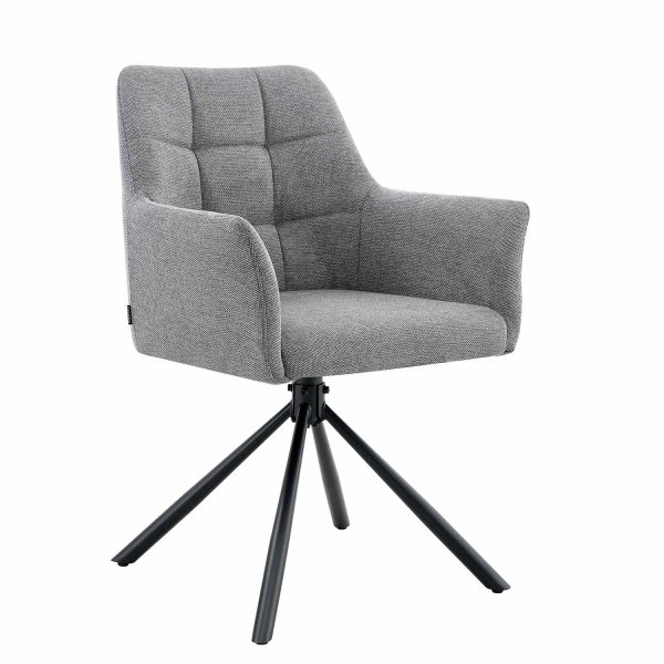 Fauteuil pivotant Zenith gris, tapisserie douce avec base pivotante 360°
