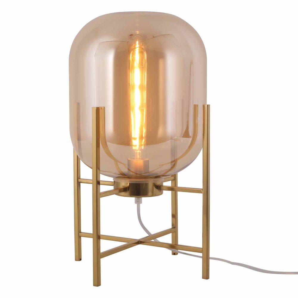 Lampe de table Aurora dorée, design glamour avec base métallique dorée