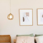 Suspension OKO ambre 1 lumière Ø12 cm, design décoratif en verre