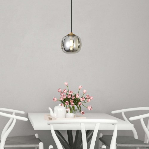 Suspension OKO fumé 1 lumière Ø15 cm, verre fumé élégant