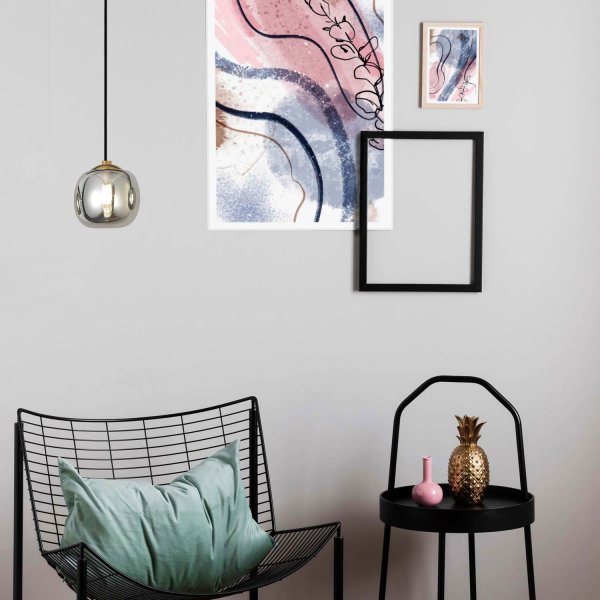 Suspension OKO fumé 1 lumière Ø12 cm, verre fumé décoratif