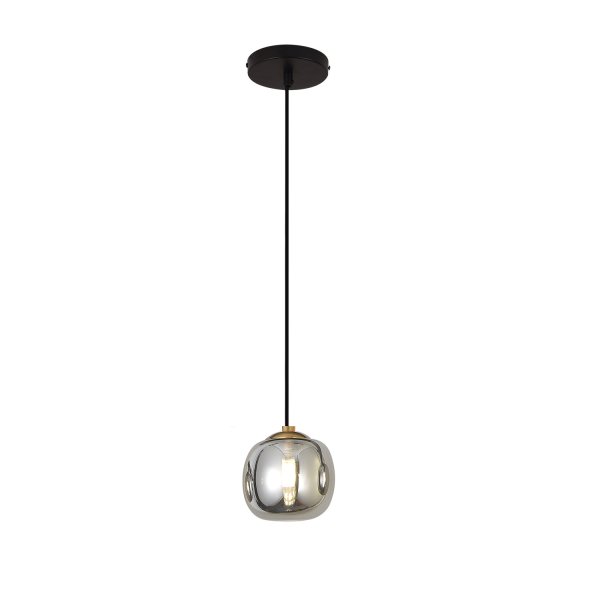 Suspension OKO fumé 1 lumière Ø12 cm, verre fumé décoratif 2