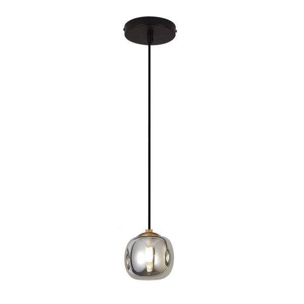 Suspension OKO fumé 1 lumière Ø10 cm, petite suspension en verre 2