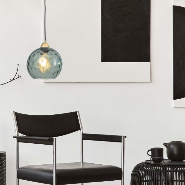 Suspension Lyria 1 lumière fumé, verre fumé de design artisanal
