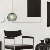 Suspension Lyria 1 lumière fumé, verre fumé de design artisanal