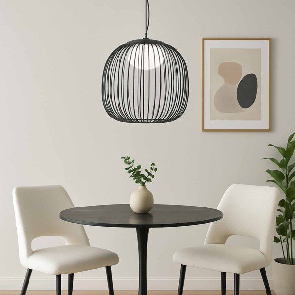 Plafonnier LED Eridan noir, plafonnier LED minimaliste au design actuel