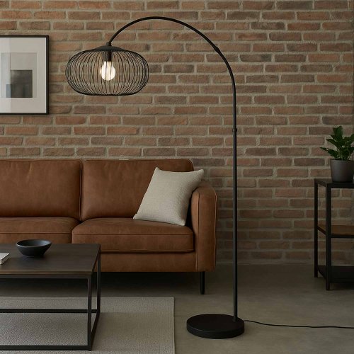 Lampadaire Aris 1 lumière noir, design élancé à finition noir mat