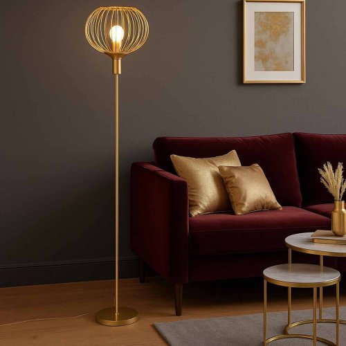 Lampadaire Eridan 1 lumière doré, design luxueux à finition dorée