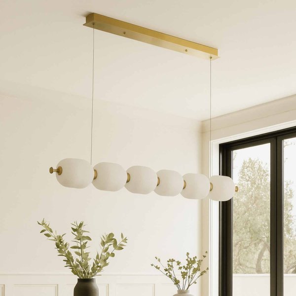 Plafonnier LED Odra 6 tulipes, plafonnier décoratif de grande présence