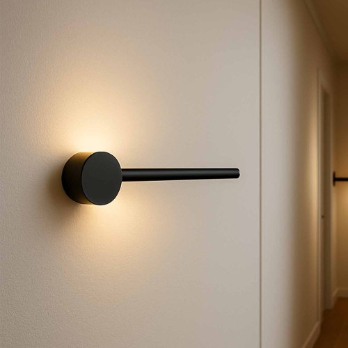 Applique LED Lenux noire 40 cm, applique murale avec éclairage LED intégré