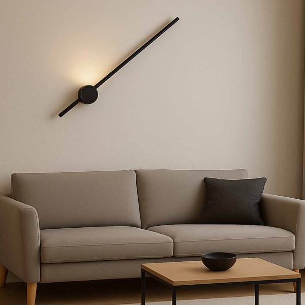 Applique LED Lenux noire 60 cm, applique linéaire noire pour mur intérieur