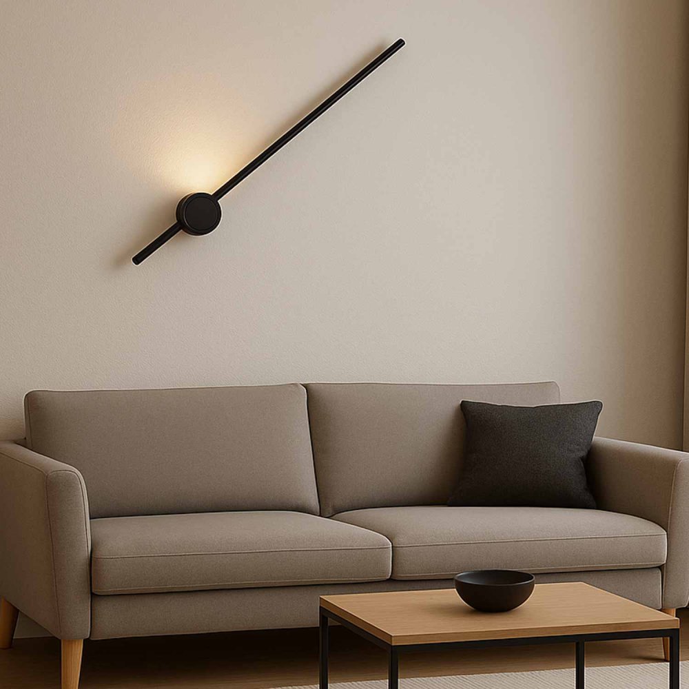 Applique LED Lenux noire 60 cm, applique linéaire noire pour mur intérieur