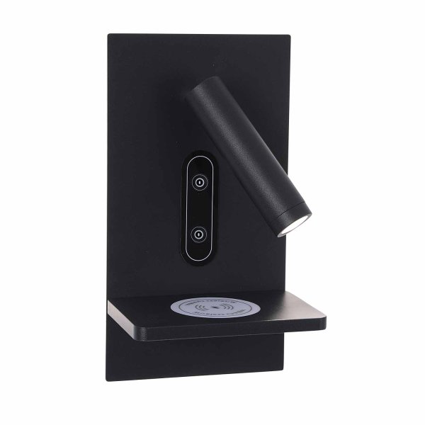 Applique LED tactile Eron noire 22 cm avec chargement sans fil pour appareils 2
