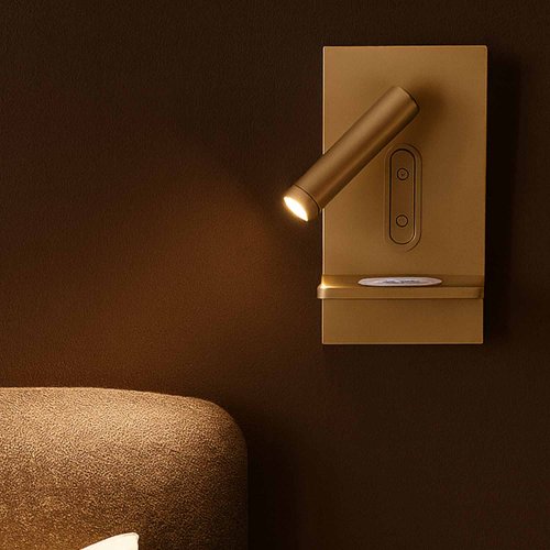 Applique LED tactile Eron dorée 22 cm avec chargement sans fil pour mobiles