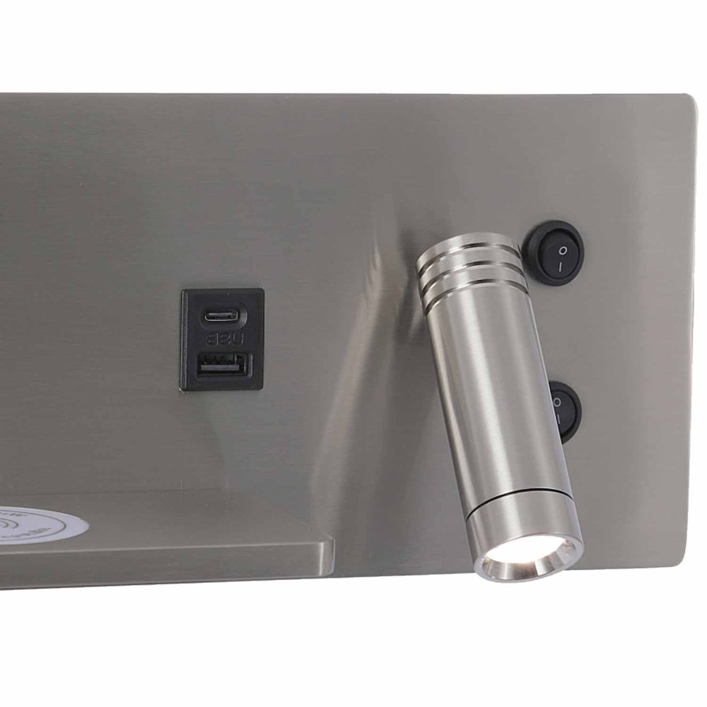 Applique LED Níquel con Carga Inalámbrica y Usb 30Cm Somni - Applique LED - UKUKHOME.com