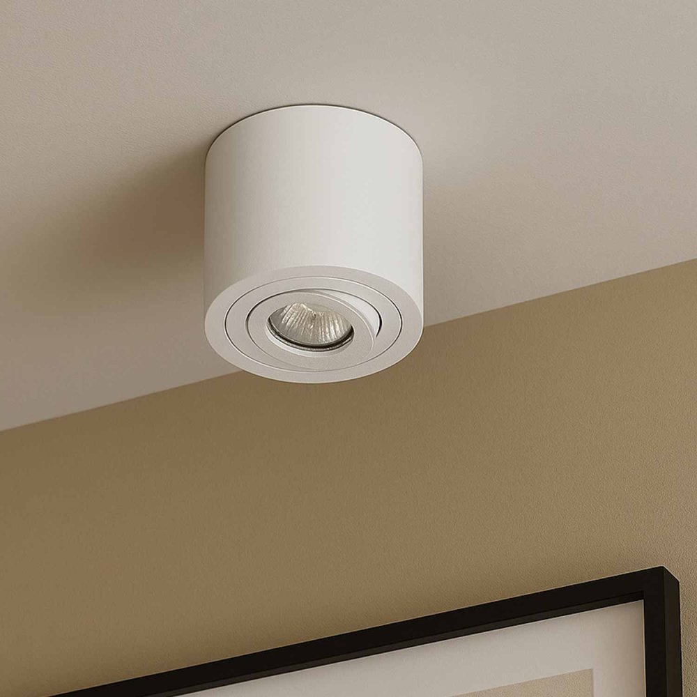 Spot de surface cylindrique orientable Ø9 cm blanc Tulun, design orientable