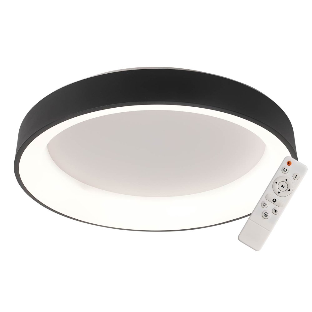 Plafonnier LED dimmable Wesler noir 50W Ø60 cm, dimmable grand diamètre