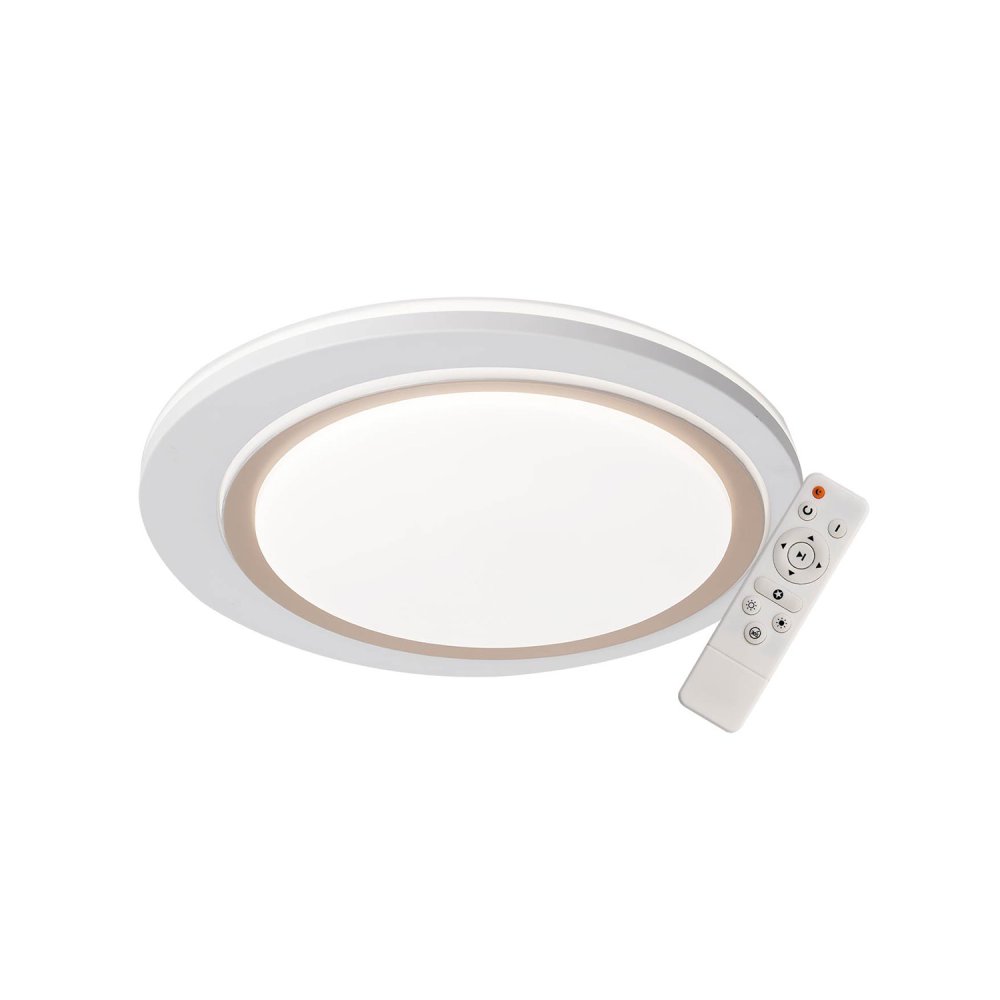 Plafonnier LED dimmable Bakar 35W Ø37 cm blanc et doré, dimmable compact