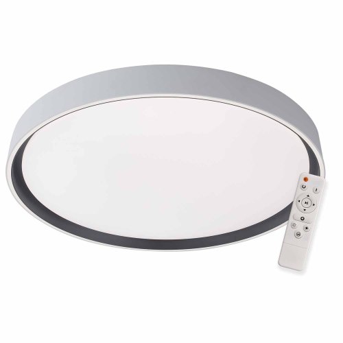 Plafonnier LED dimmable Lorens 106W Ø78 cm blanc et noir, grand plafonnier