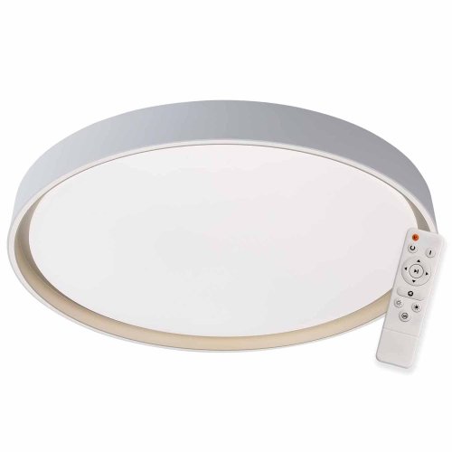 Plafonnier LED dimmable Lorens 106W Ø78 cm blanc et doré, grand plafonnier