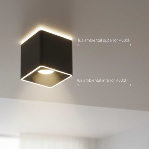 Foco Led de Superficie Cuadrado Ø12Cm color Negro Rouk - Spot LED de surface - UKUKHOME.com