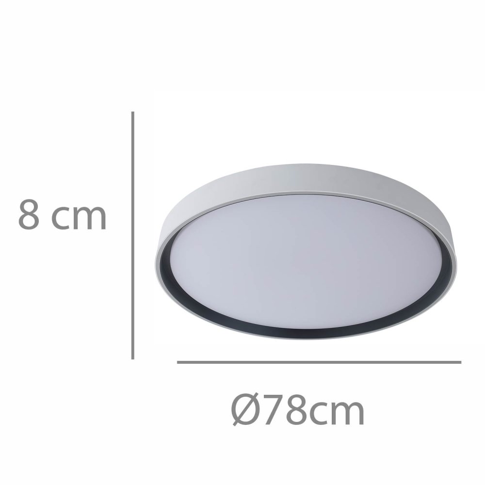 Plafonnier LED Regulable 106W Ø78Cm color Blanco y Negro Lorens - Plafonnier LED - UKUKHOME.com