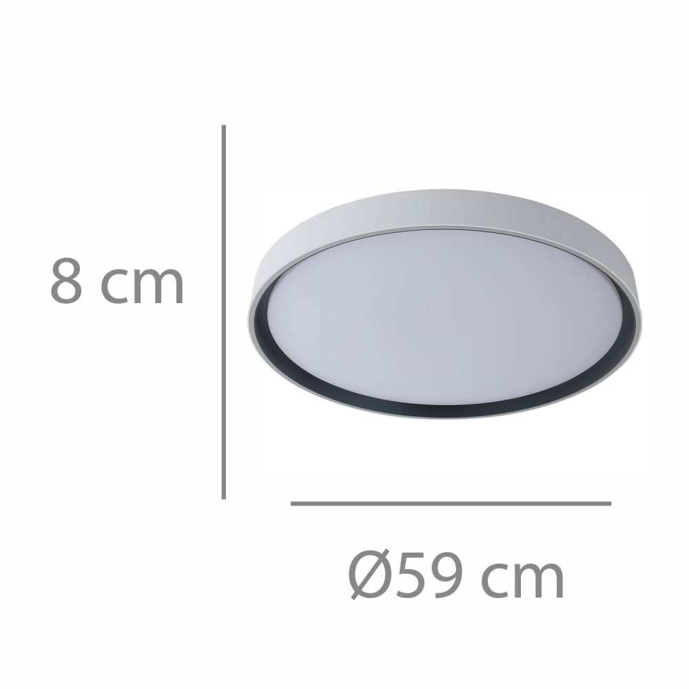 Plafonnier LED Regulable 68W Ø58Cm color Blanco y Negro Lorens - Plafonnier LED - UKUKHOME.com