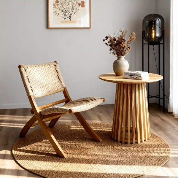 Fauteuil Mali bois et corde naturelle, design artisanal boho avec structure solide 2
