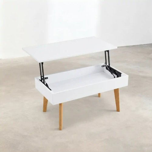 Table Basse Relevable Blanche Kalesi | Vente de Meubles Online