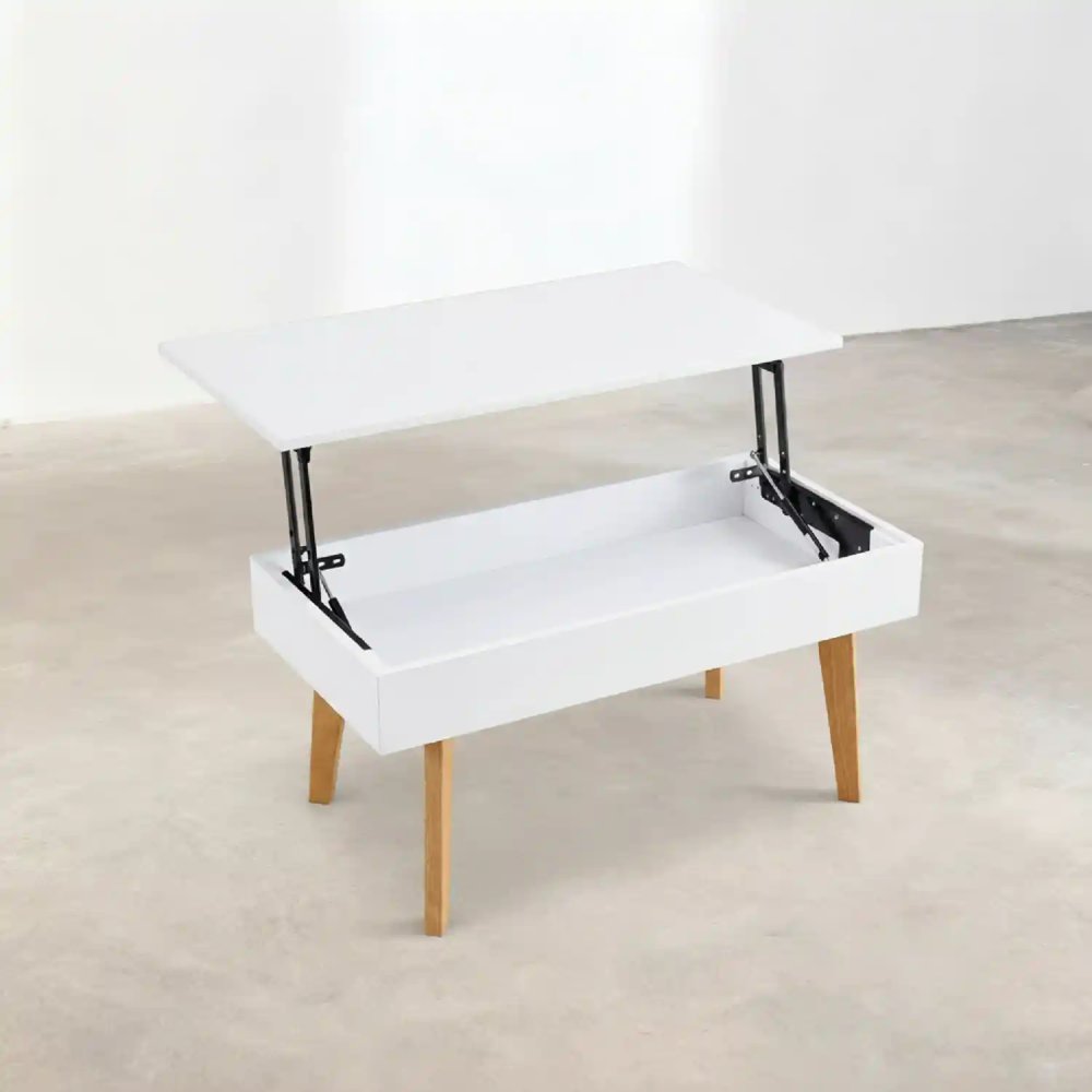 Table Basse Relevable Blanche Kalesi | Vente de Meubles Online