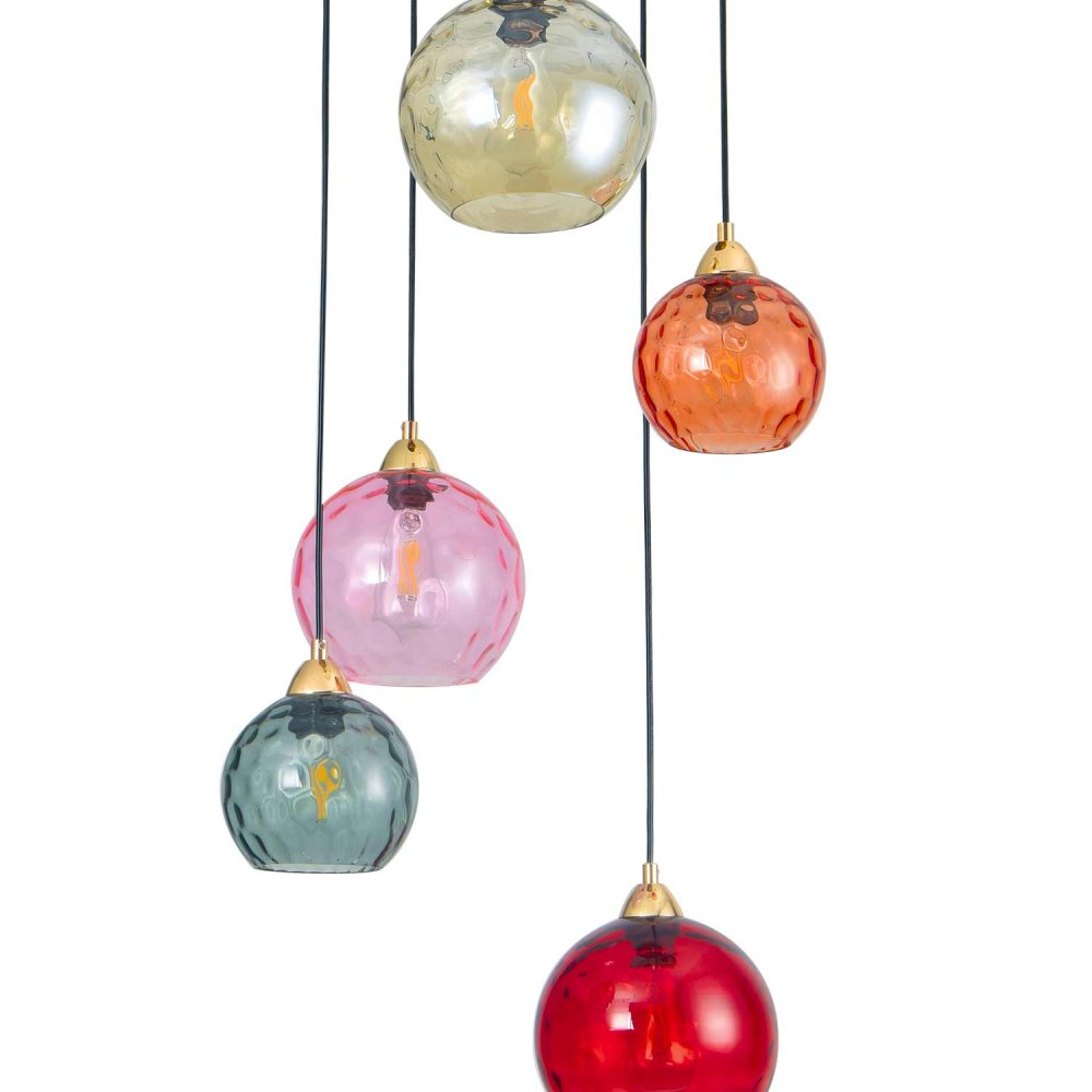 PLAFONNIER 5 LUMIÈRES LYRIA MULTICOLORE | Ukukhome